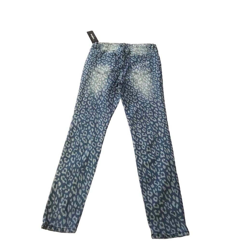 Bebe 5 Pocket Indigo Leopard Wash Size 27 NWT